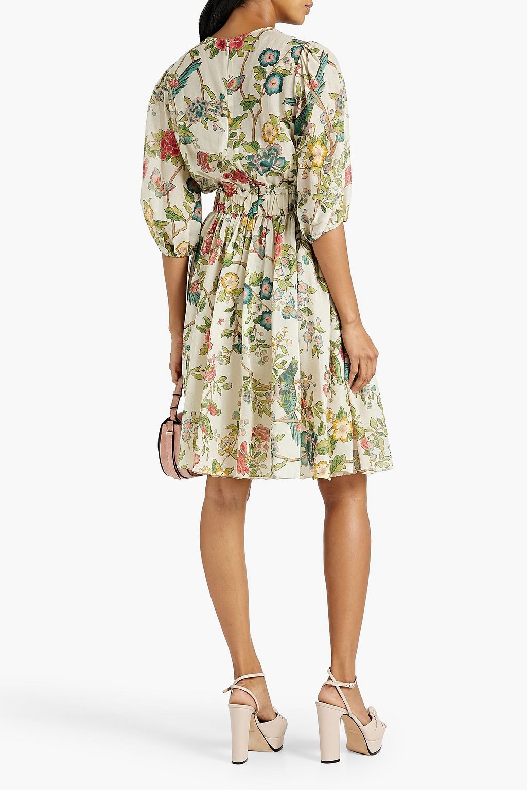 REDVALENTINO Floral-print cotton and silk-blend voile dress