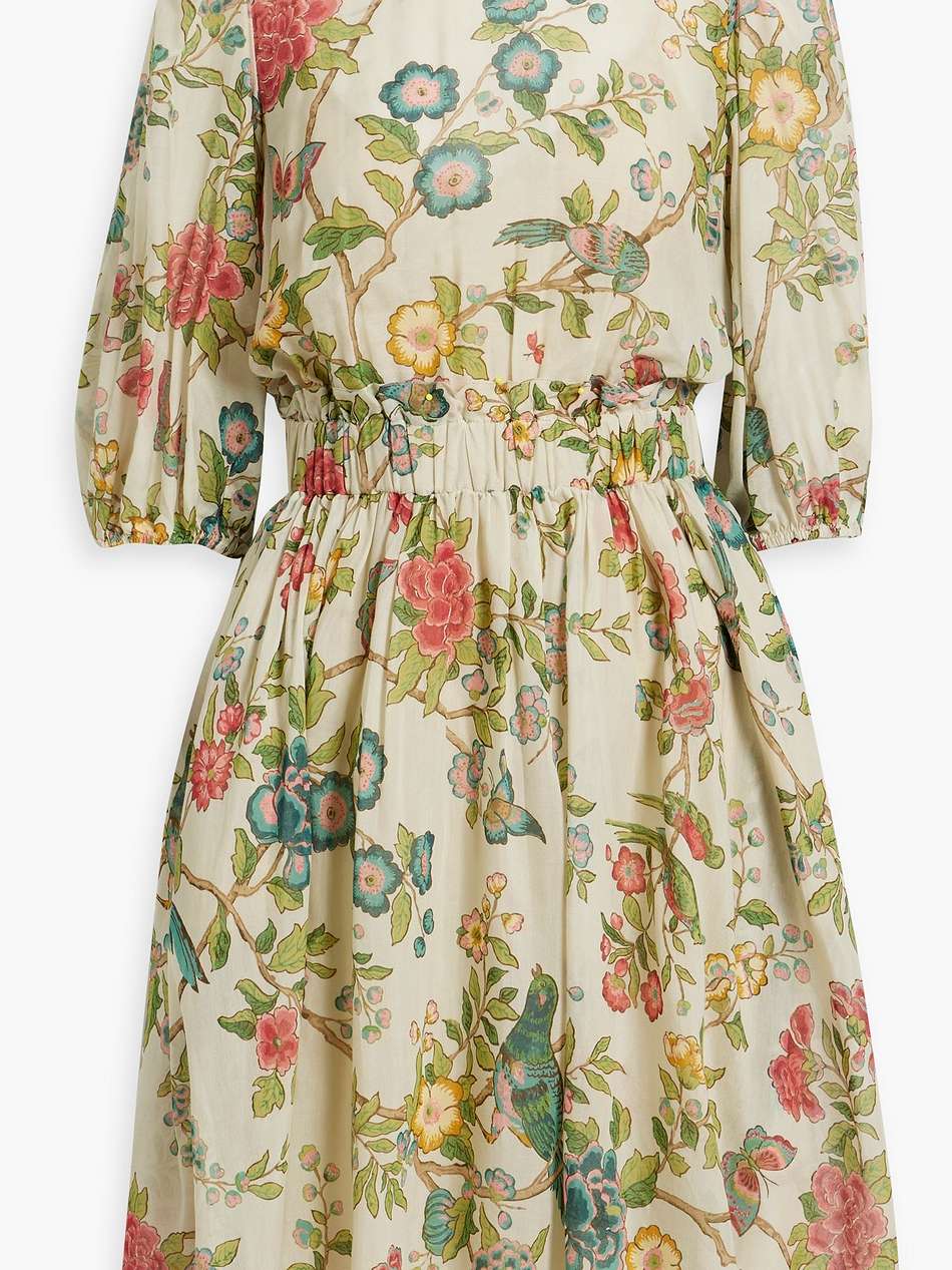 floral-print cotton and silk-blend voile dress
