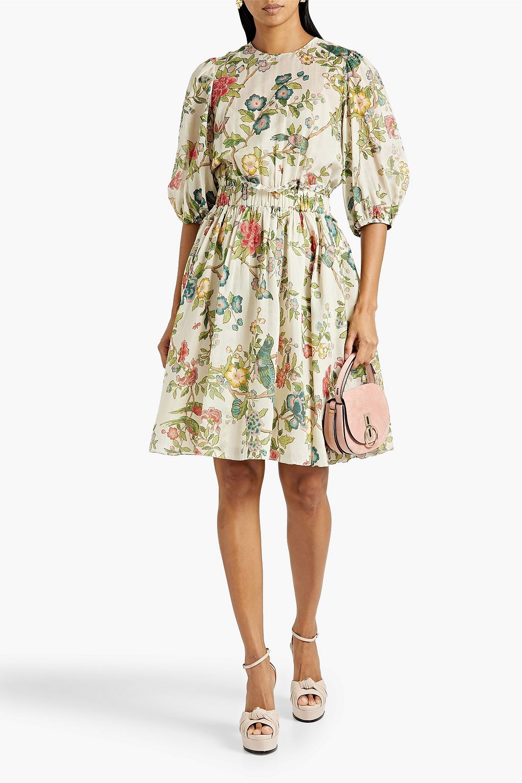 REDVALENTINO Floral-print cotton and silk-blend voile dress