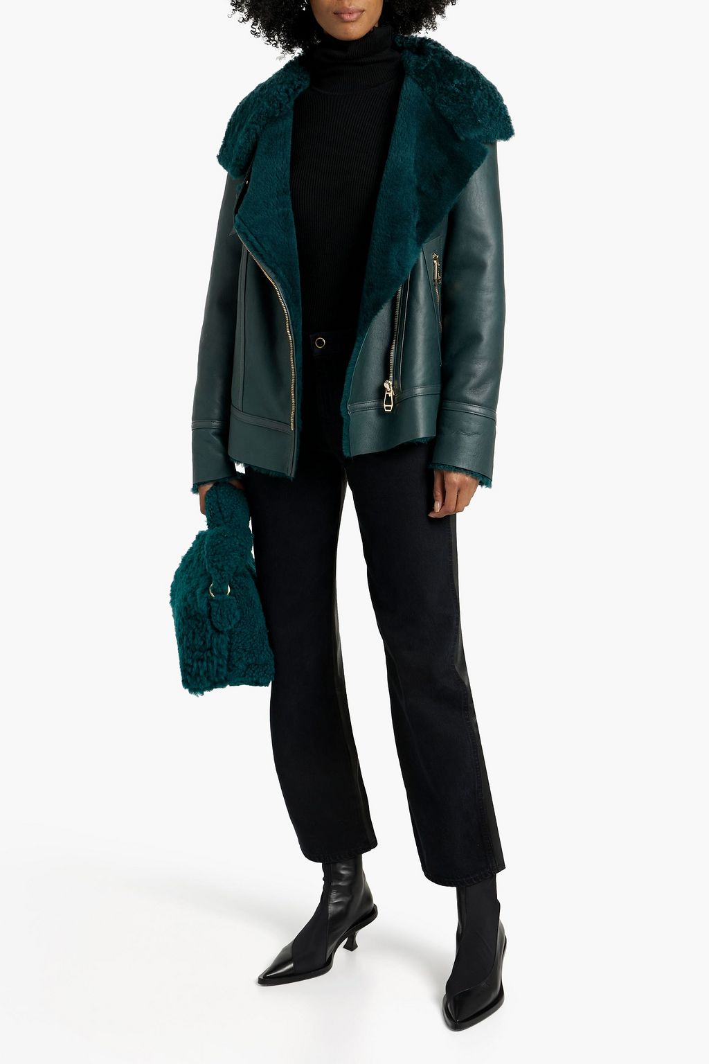 DOM GOOR Shearling biker jacket