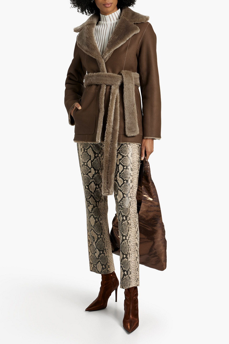 Dom Goor Kelly Shearling Jacket In Mushroom