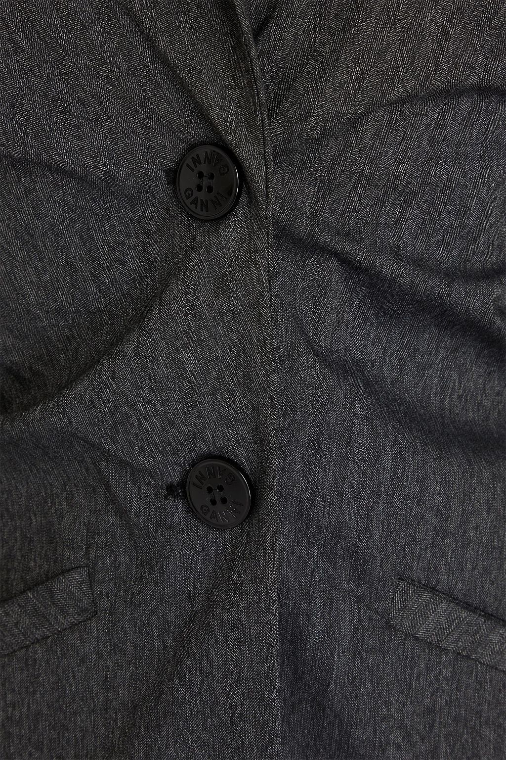 GANNI Ruched twill blazer