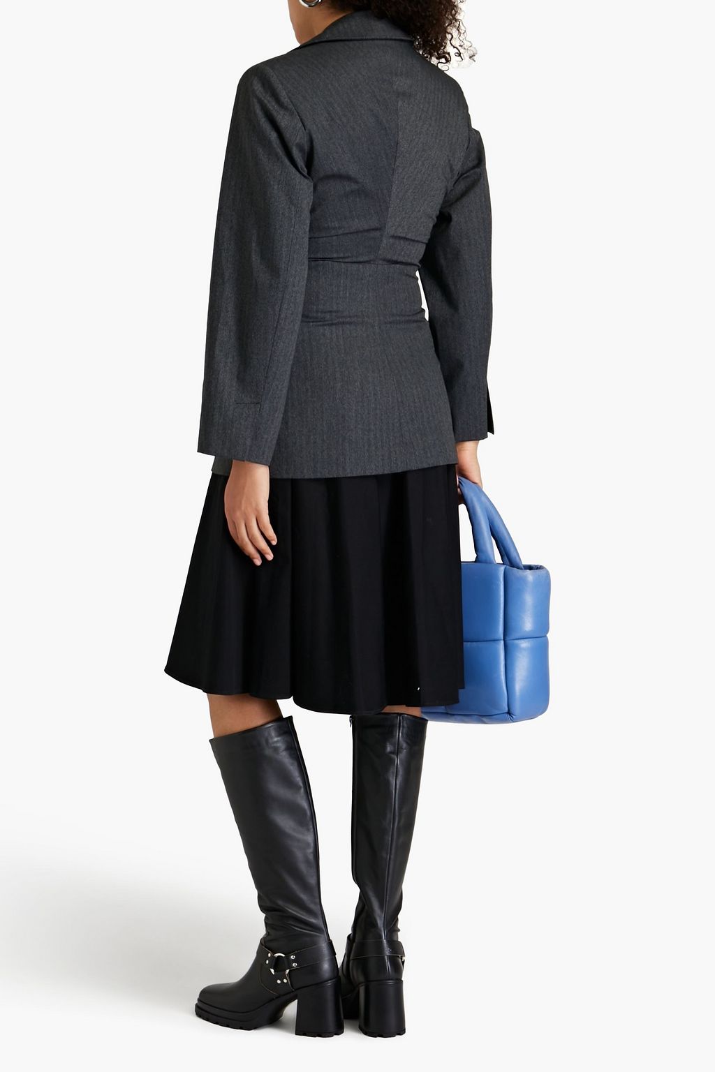 GANNI Ruched twill blazer