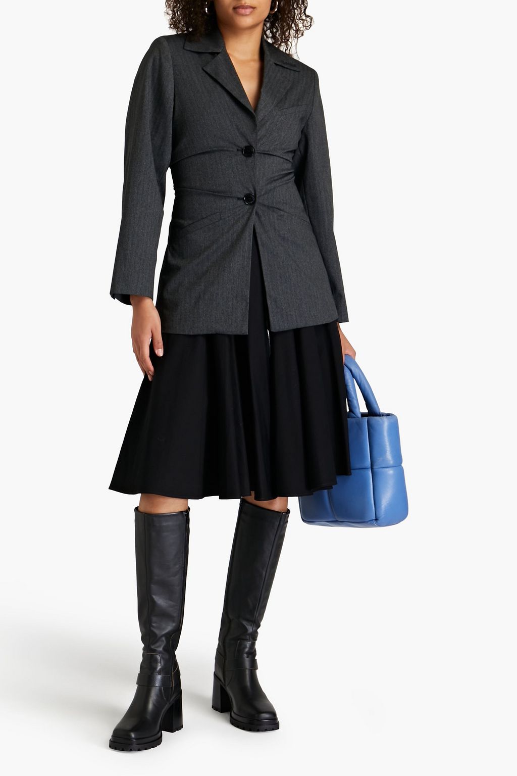 GANNI Ruched twill blazer