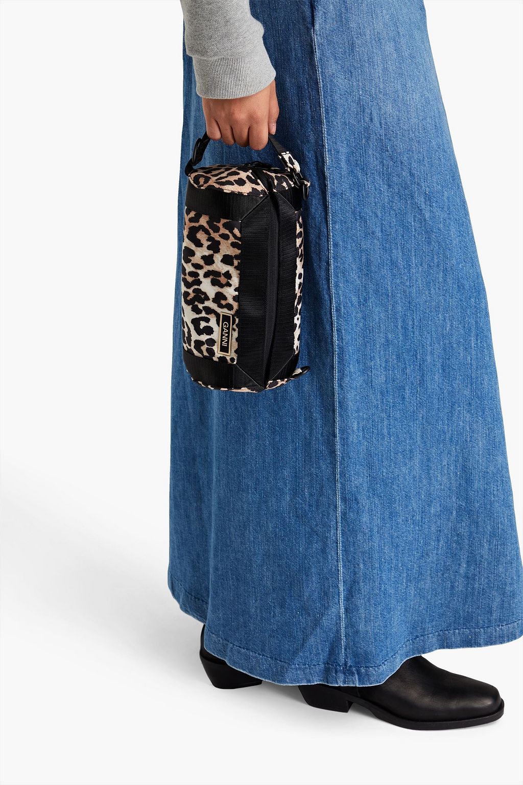 GANNI Leopard-print shell shoulder bag