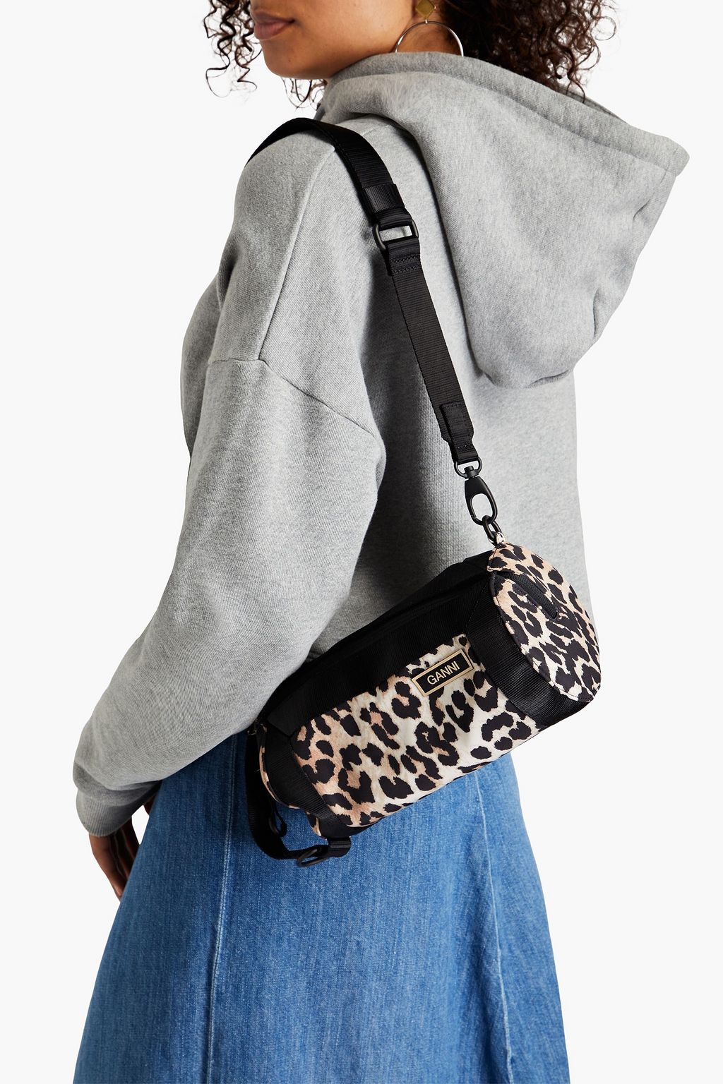 GANNI Leopard-print shell shoulder bag