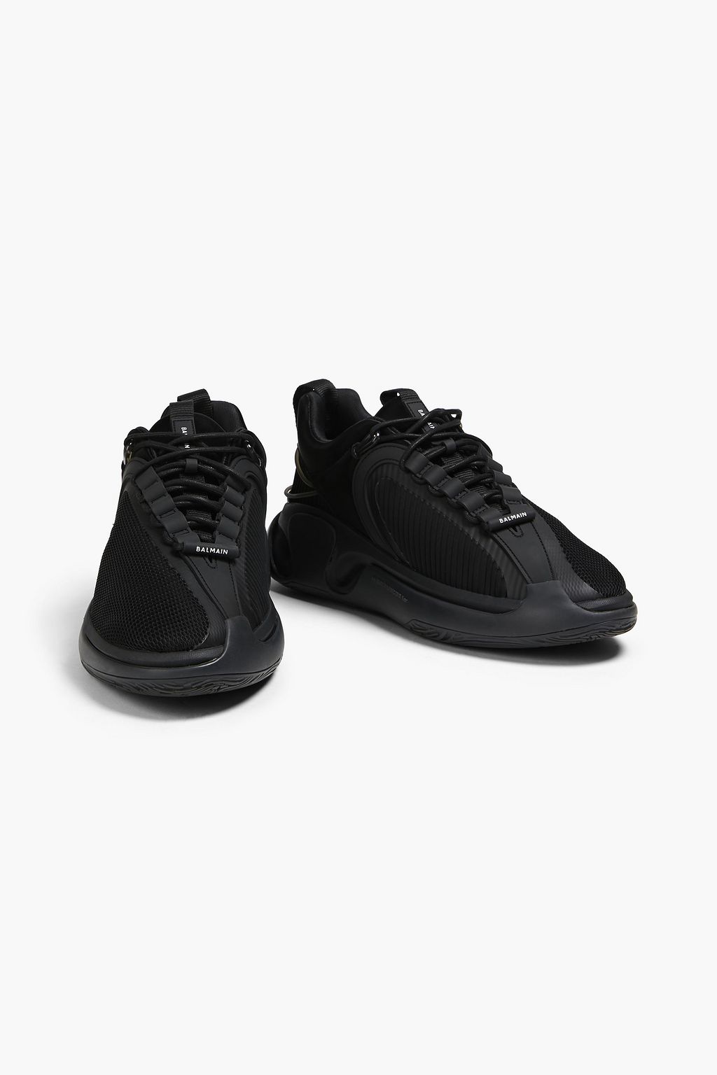 BALMAIN B-Runner leather-trimmed mesh sneakers