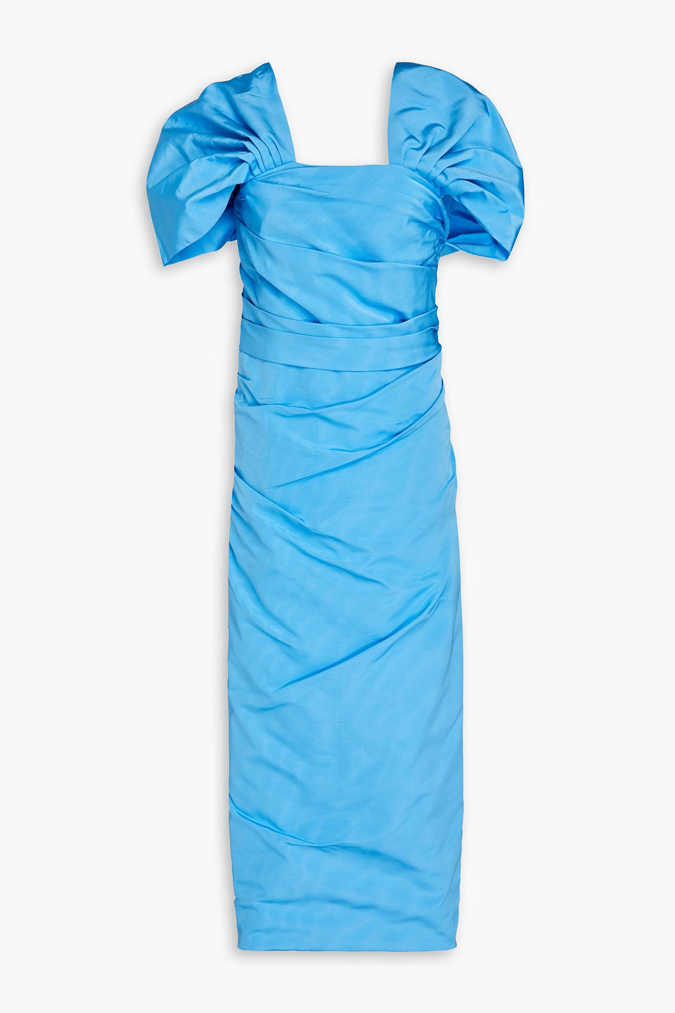 Oscar De La Renta Plissierte Dressing Gown Aus Ottoman Aus Einer Baumwollmischung In Azure