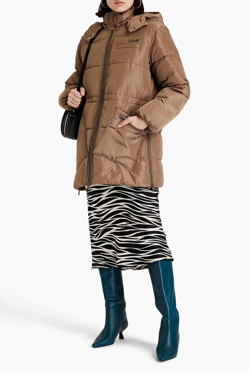 GANNI Quilted shell hooded parka