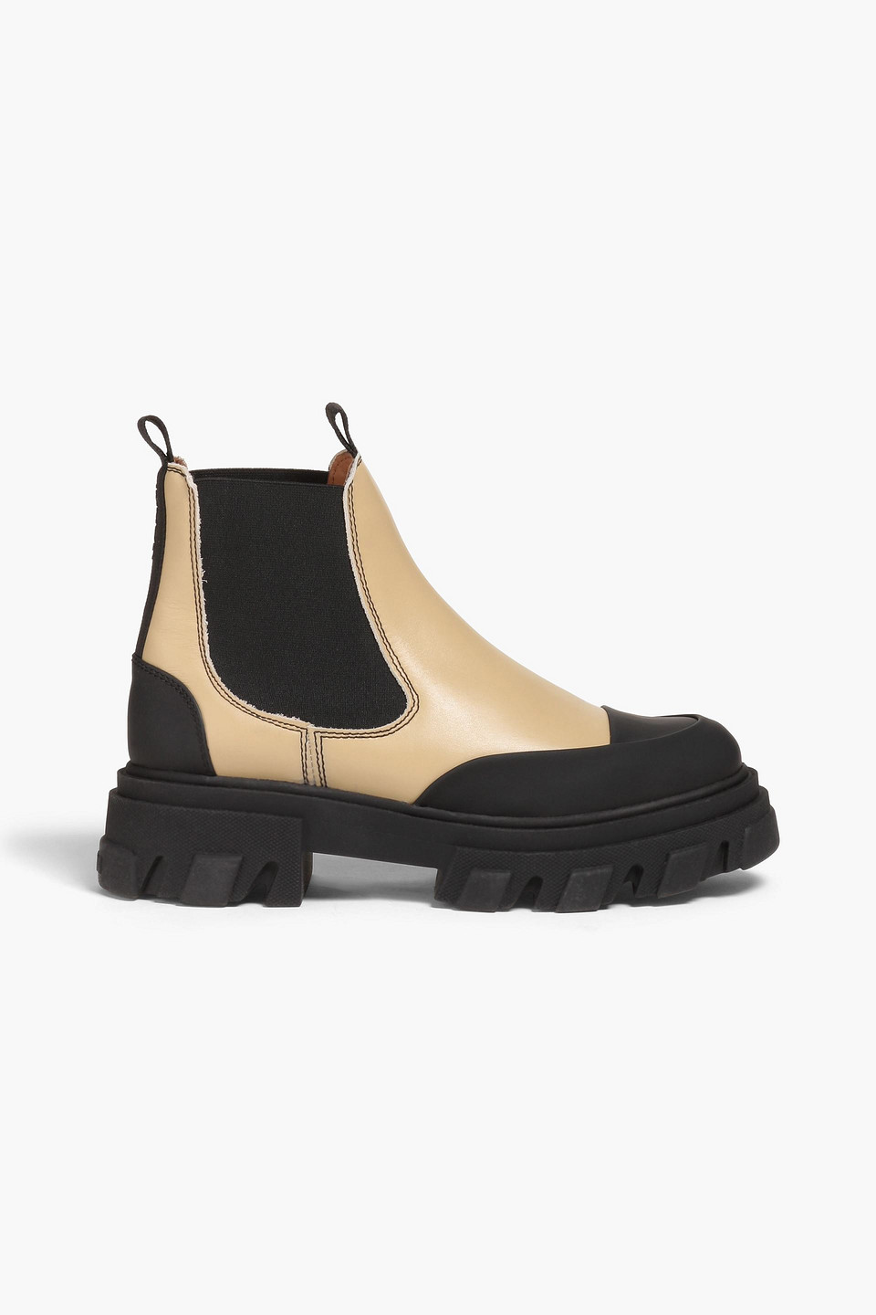 Ganni Zweifarbige Chelsea-boots Aus Leder In Beige