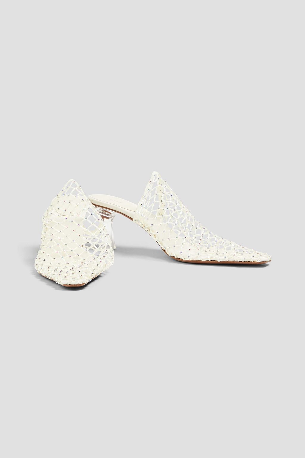 NEOUS Crystal-embellished fishnet mules