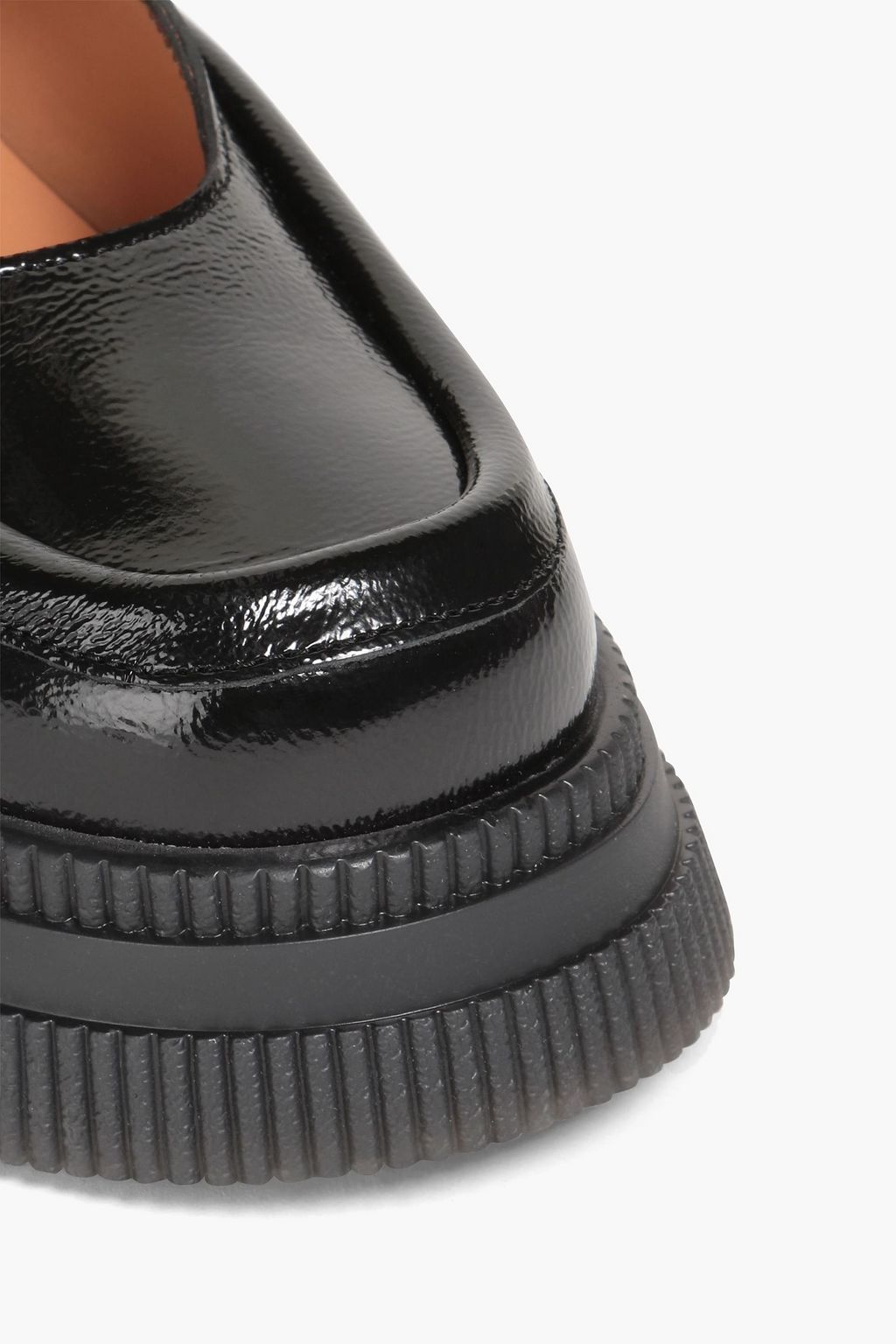 GANNI Crinkled patent-leather platform Mary Jane pumps