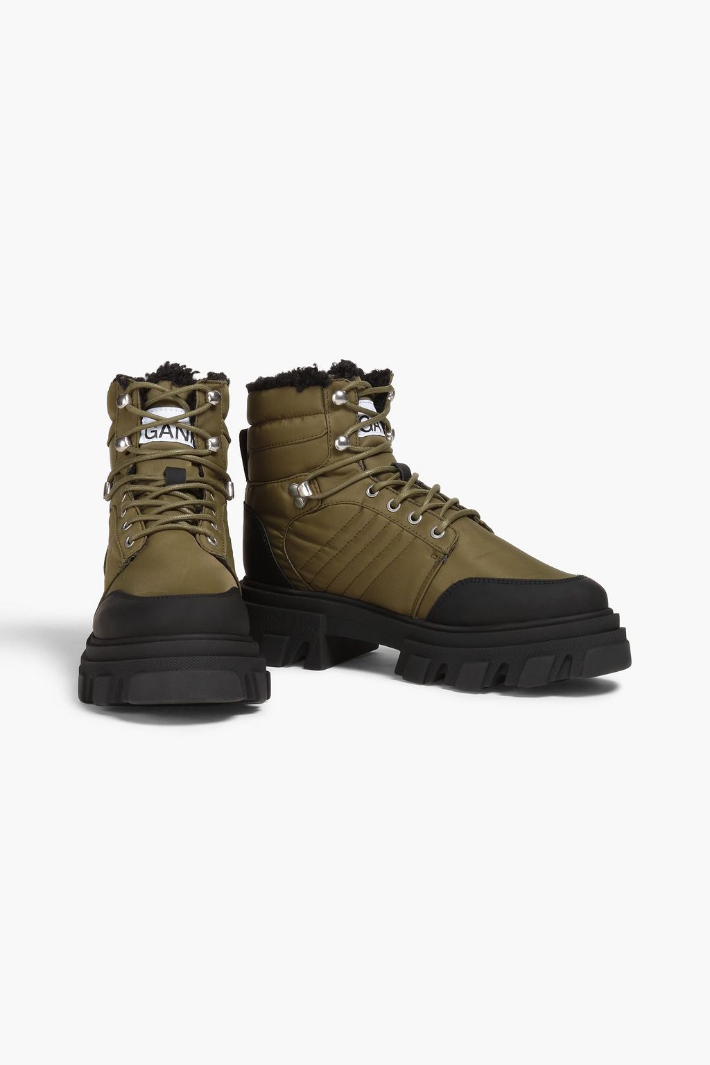 Faux shearling lined shell hiking boots army green EU 36