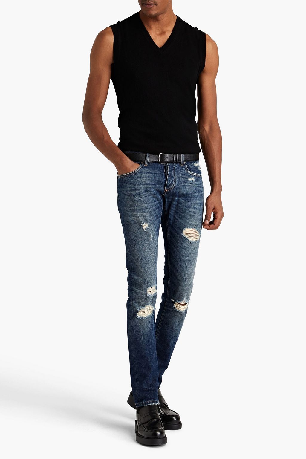 DOLCE&GABBANA Skinny-fit distressed  denim jeans