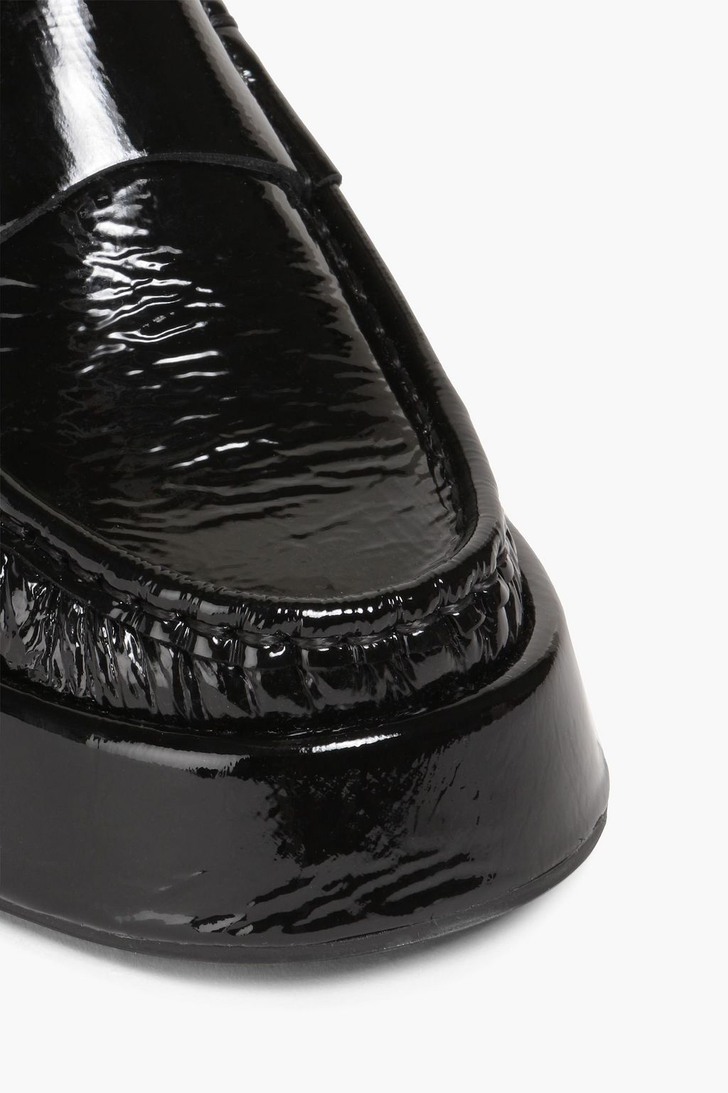 GANNI Crinkled patent-leather platform loafers
