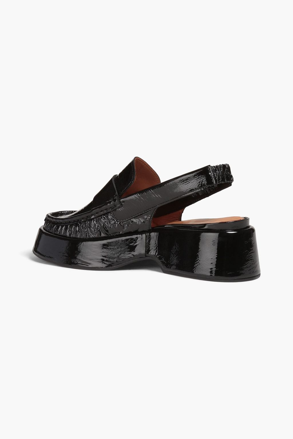 GANNI Crinkled patent-leather platform loafers