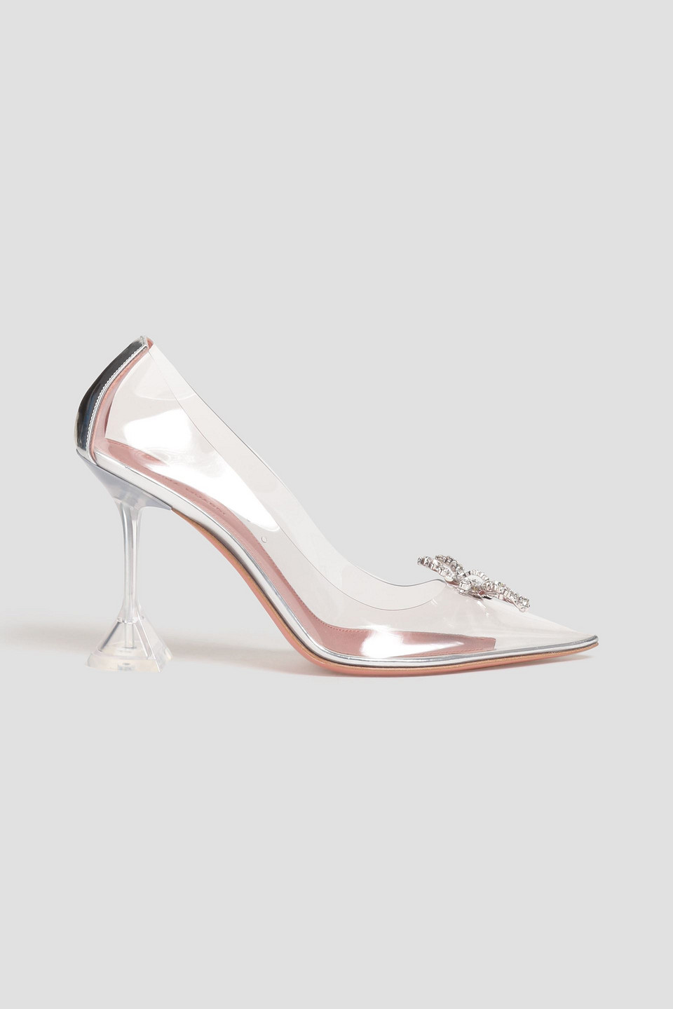 Amina Muaddi Rosie Pumps Aus Verspiegeltem Leder Und Pvc Mit Schleife In Clear