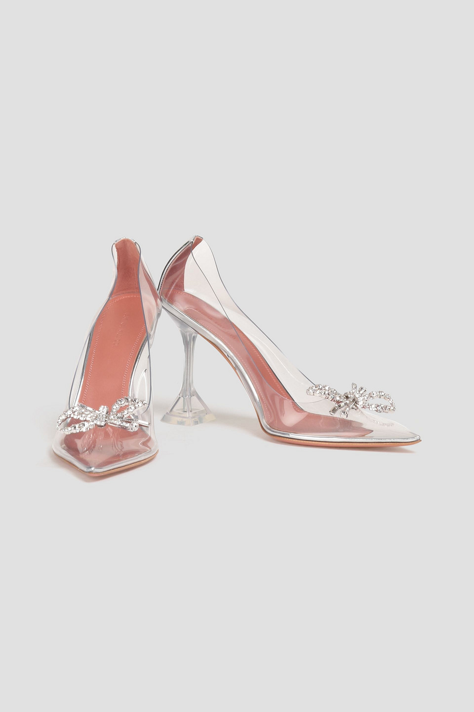 Amina Muaddi Rosie Pumps Aus Verspiegeltem Leder Und Pvc Mit Schleife In Clear