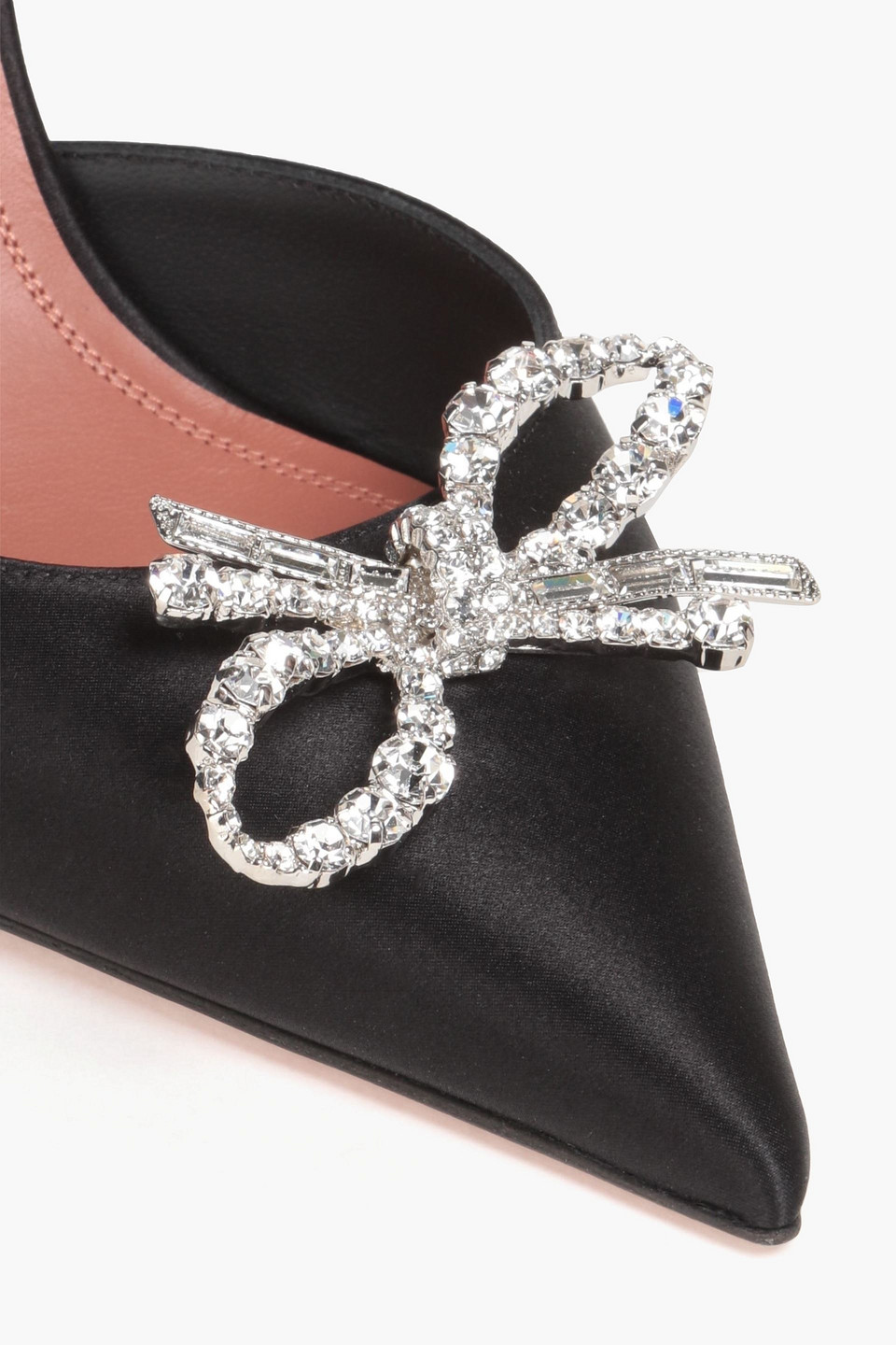 Amina Muaddi Rosie Slingback-pumps Aus Satin Mit Schleife In Black