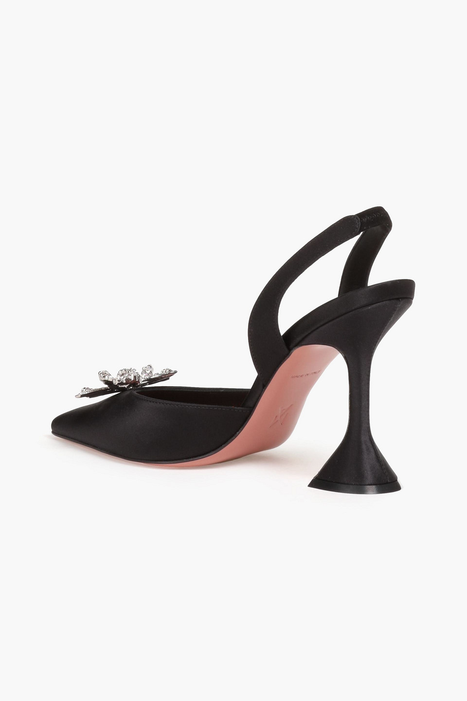 Amina Muaddi Rosie Slingback-pumps Aus Satin Mit Schleife In Black