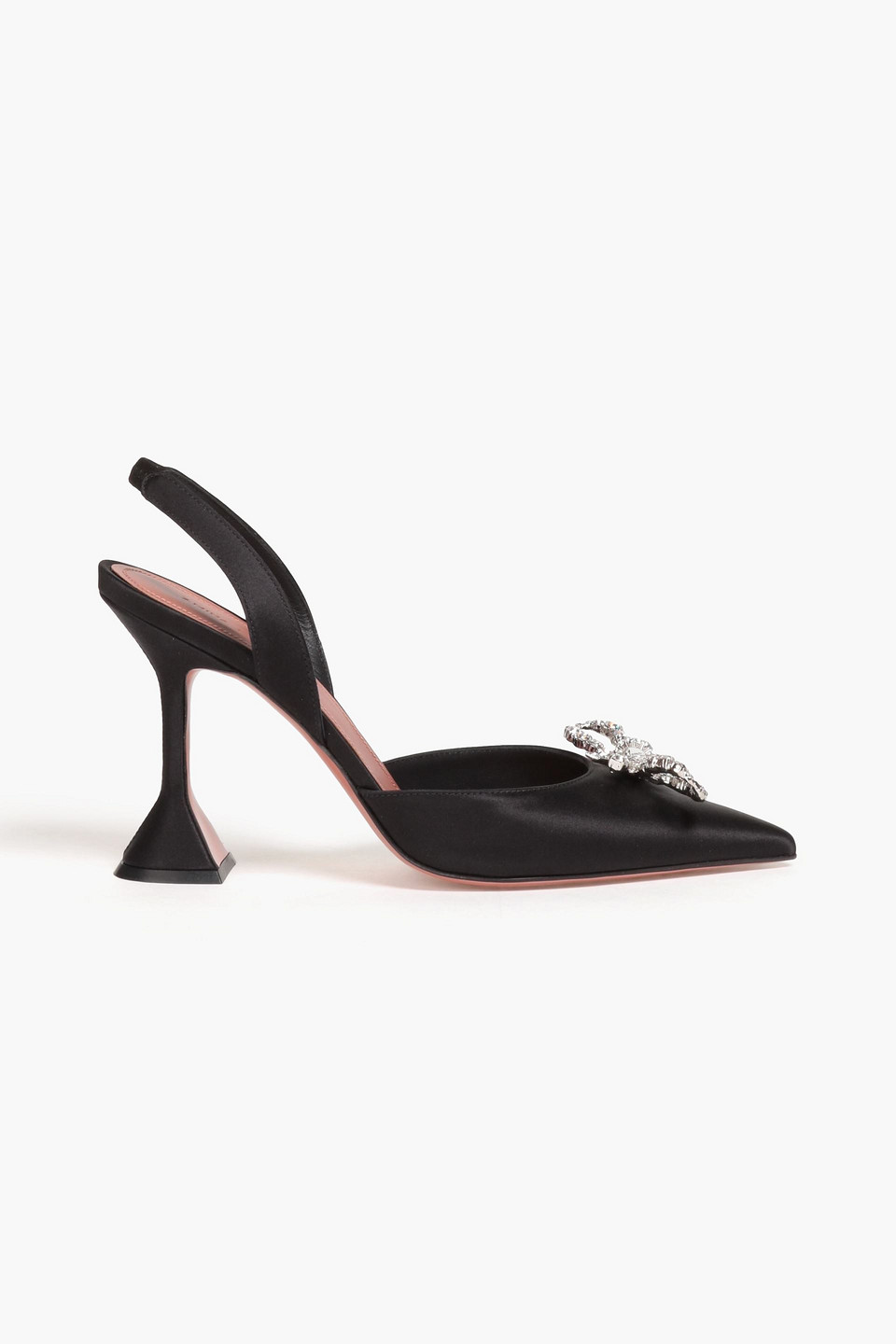 Amina Muaddi Rosie Slingback-pumps Aus Satin Mit Schleife In Black