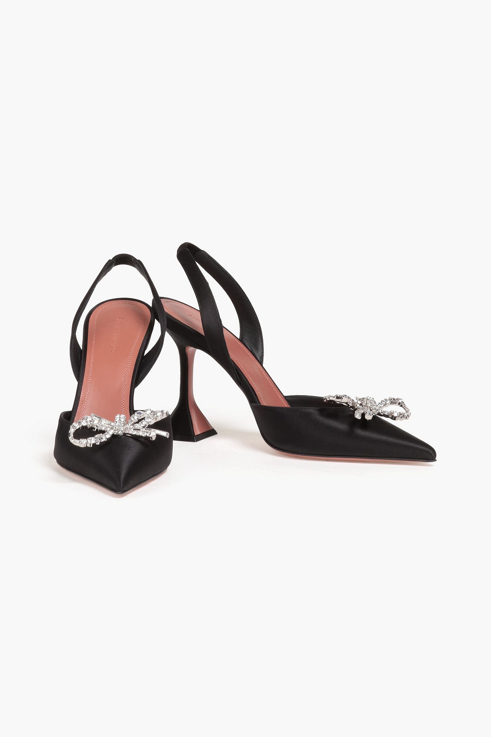 Amina Muaddi Rosie Slingback-pumps Aus Satin Mit Schleife In Black