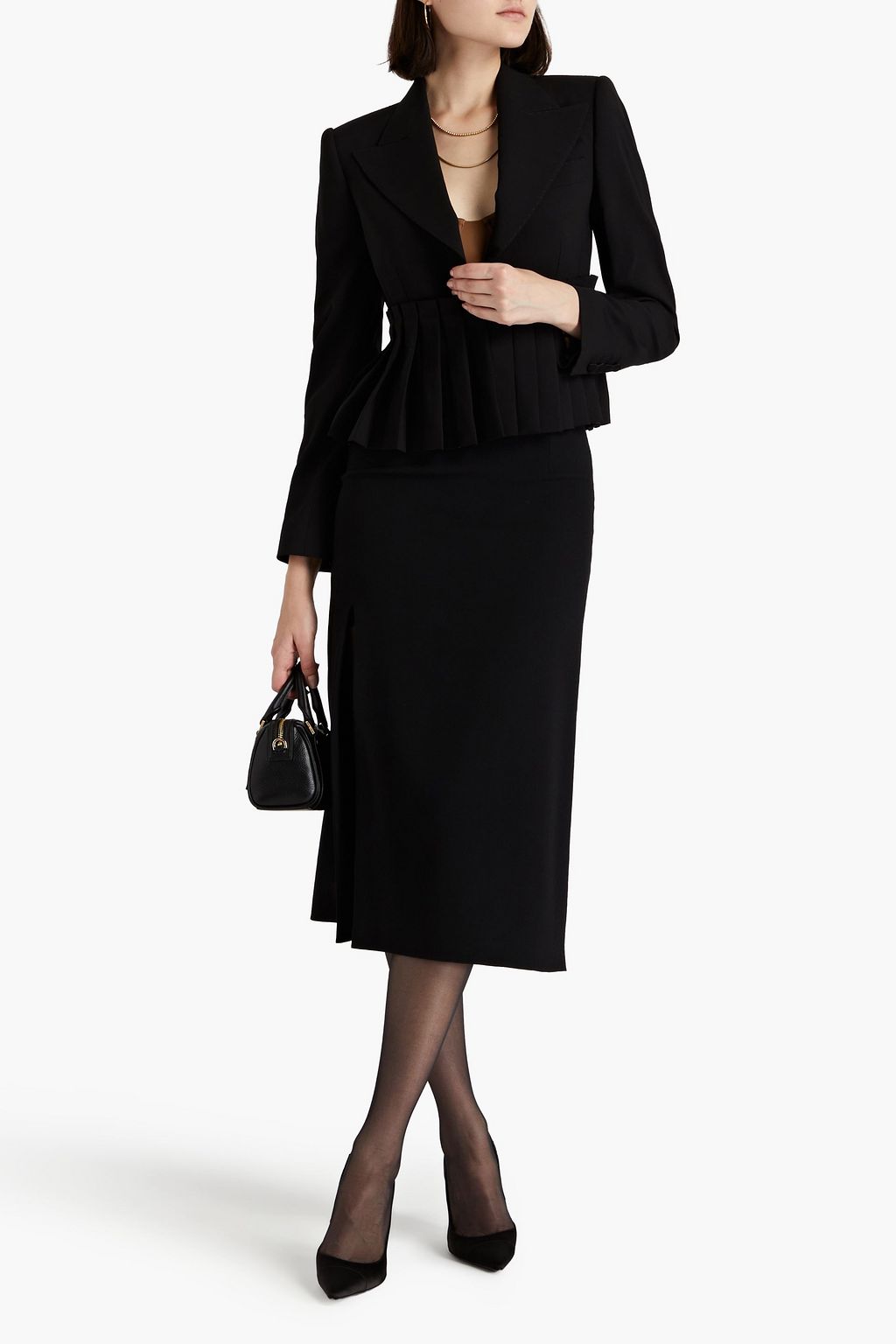 DOLCE&GABBANA Pleated stretch-wool crepe jacket