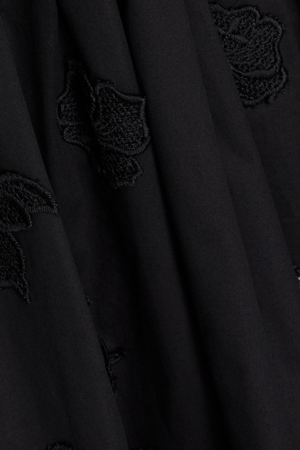 OSCAR DE LA RENTA 기퓌르 레이스 패널 코튼 혼방 포플린 미디 드레스