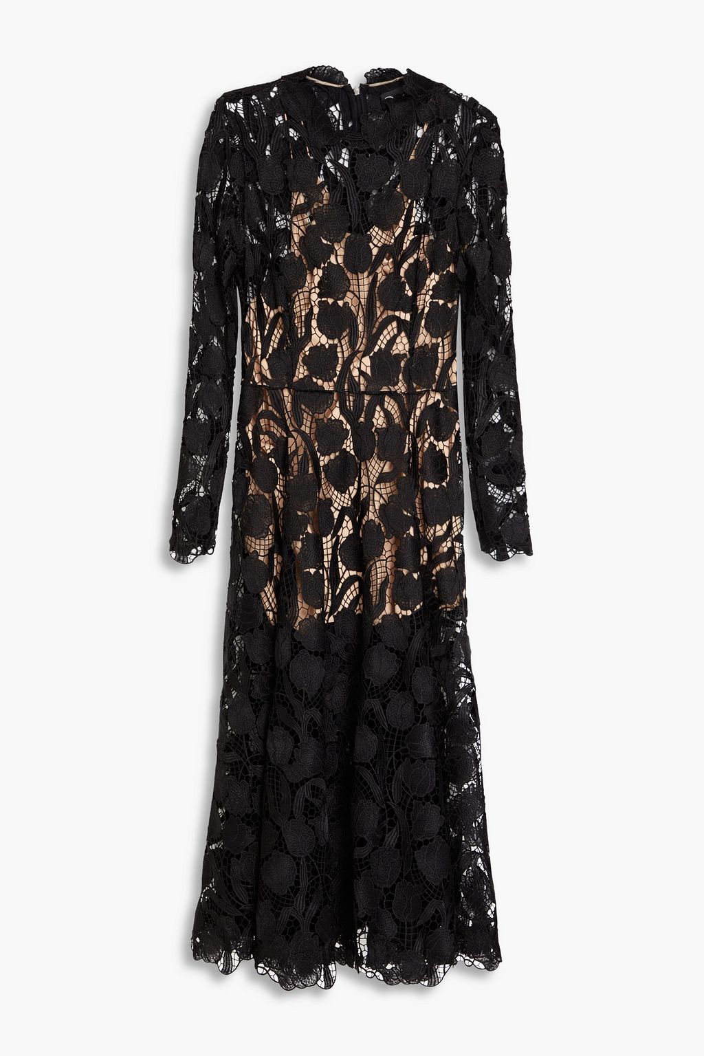 OSCAR DE LA RENTA Crystal-embellished wool-blend crepe midi dress