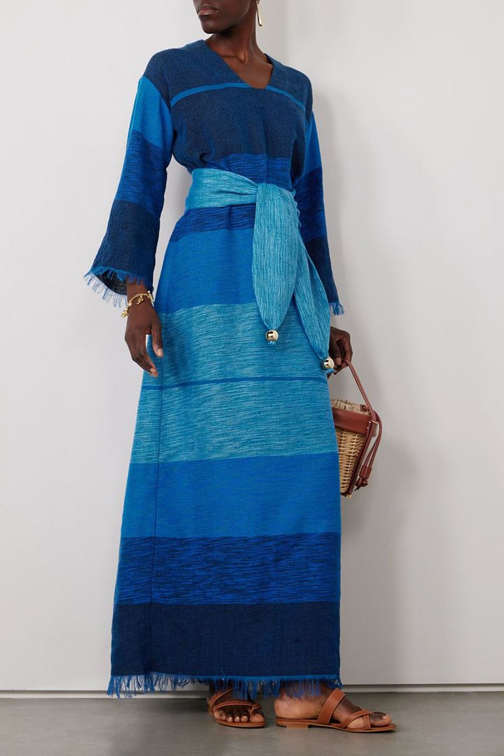 ADMONA Afef belted woven maxi dress