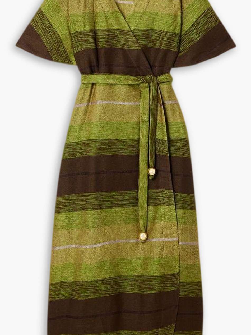 farid belted jacquard maxi dress