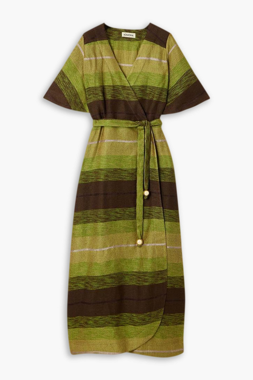 Admona Farid Belted Jacquard Maxi Dress In Green