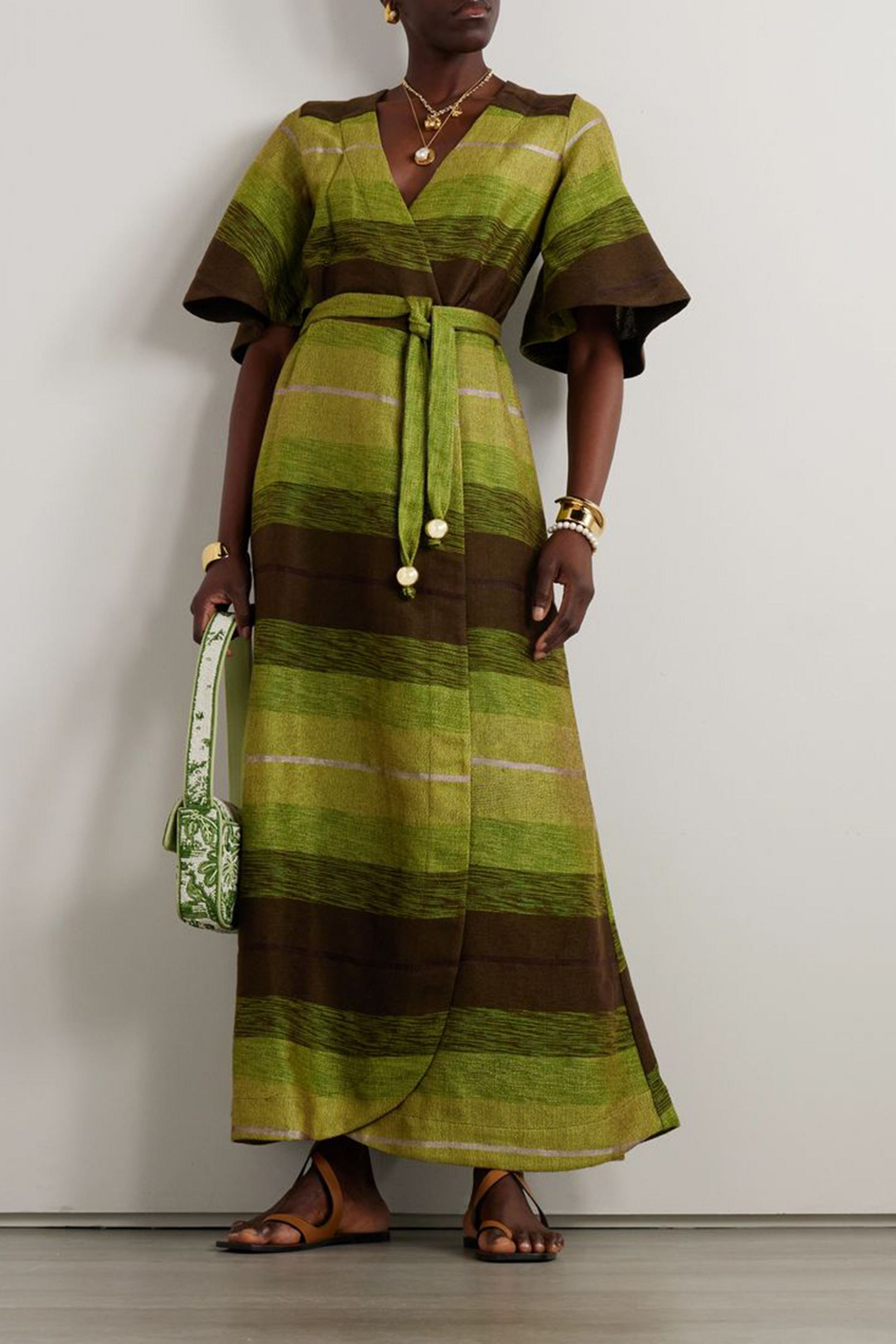 Admona Farid belted jacquard maxi dress