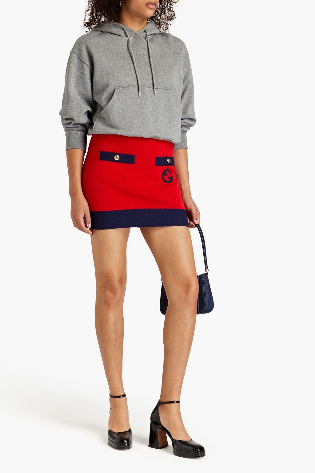 GUCCI Cotton and silk-blend mini skirt
