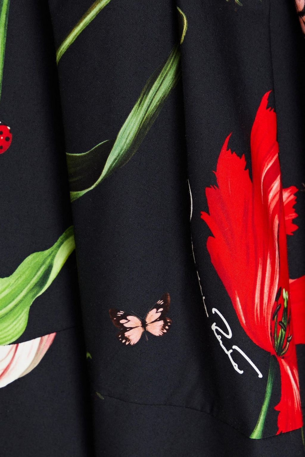 OSCAR DE LA RENTA One-shoulder floral-print cotton-poplin midi dress