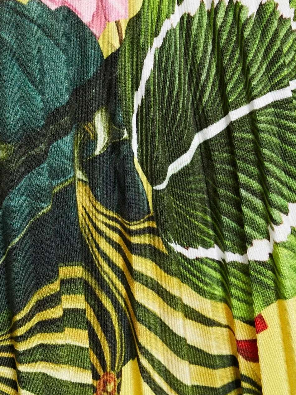 printed plissé-jersey midi dress
