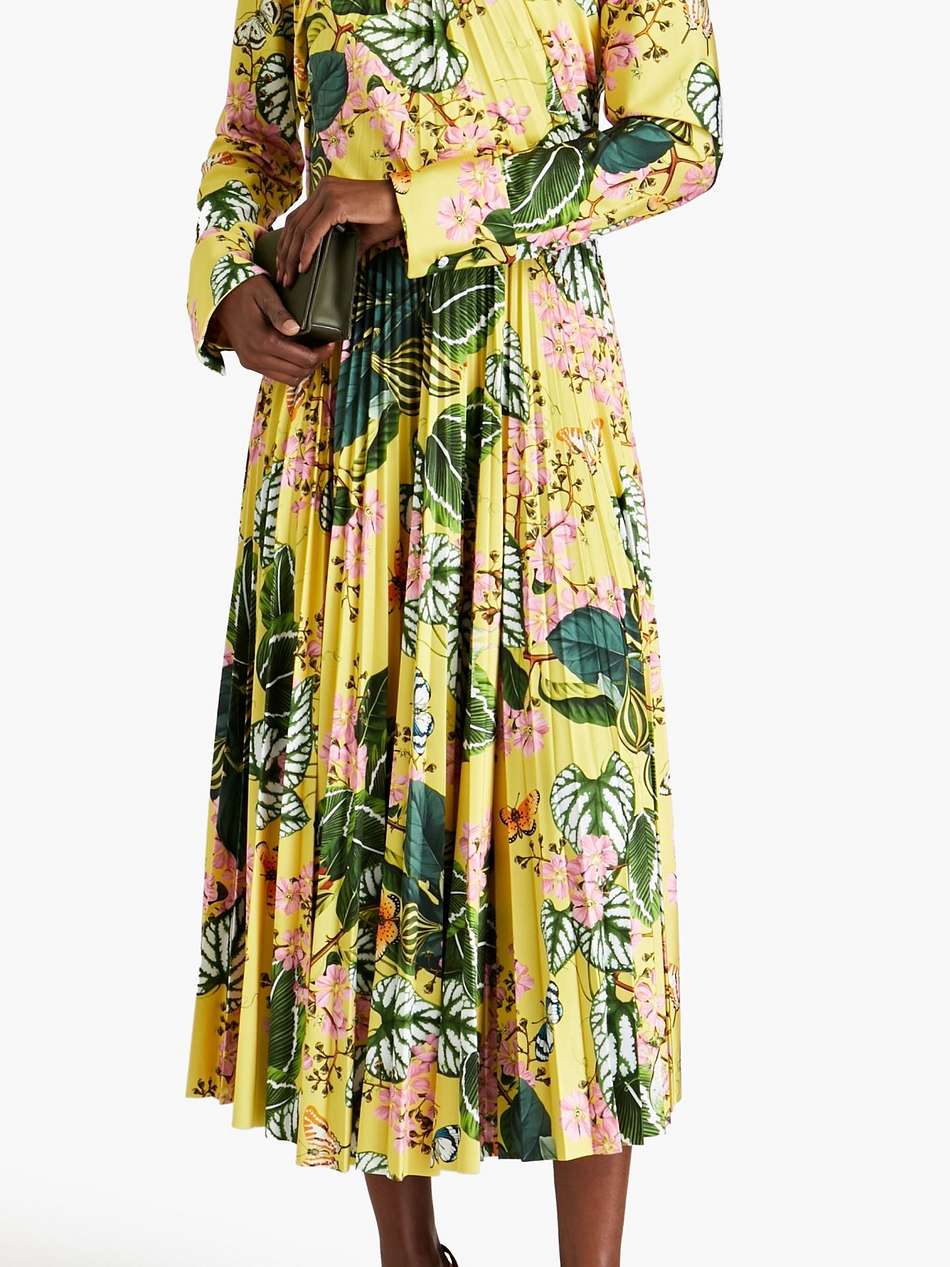 printed plissé-jersey midi dress