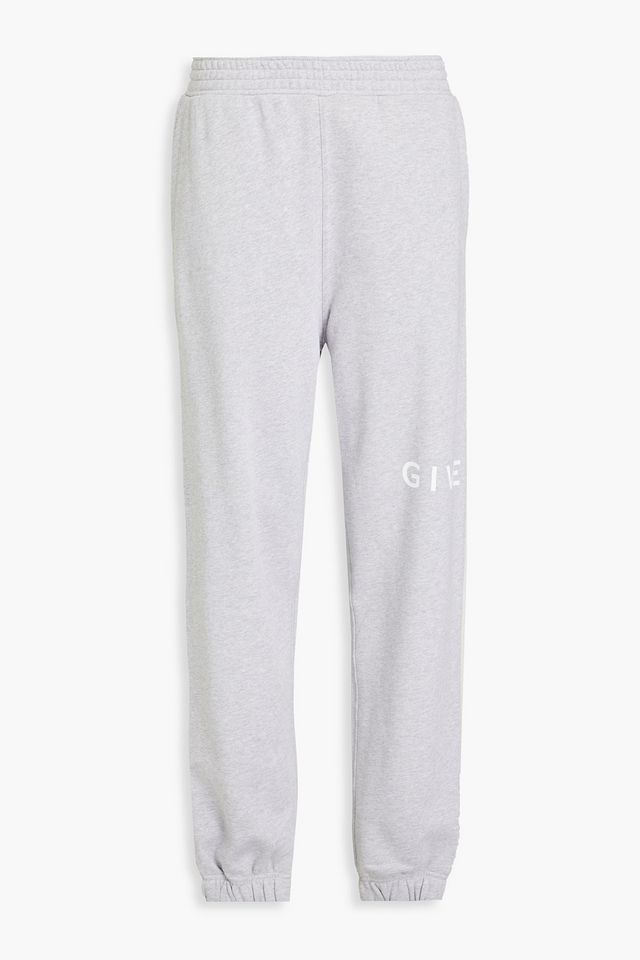 Logo-print mélange French cotton-terry track pants