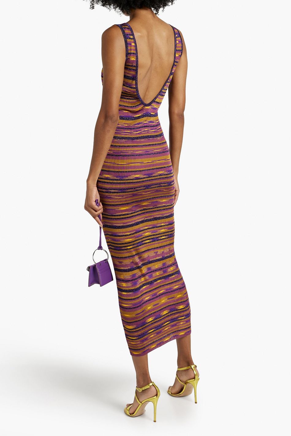 M MISSONI Spacedyed striped crochetknit midi dress THE