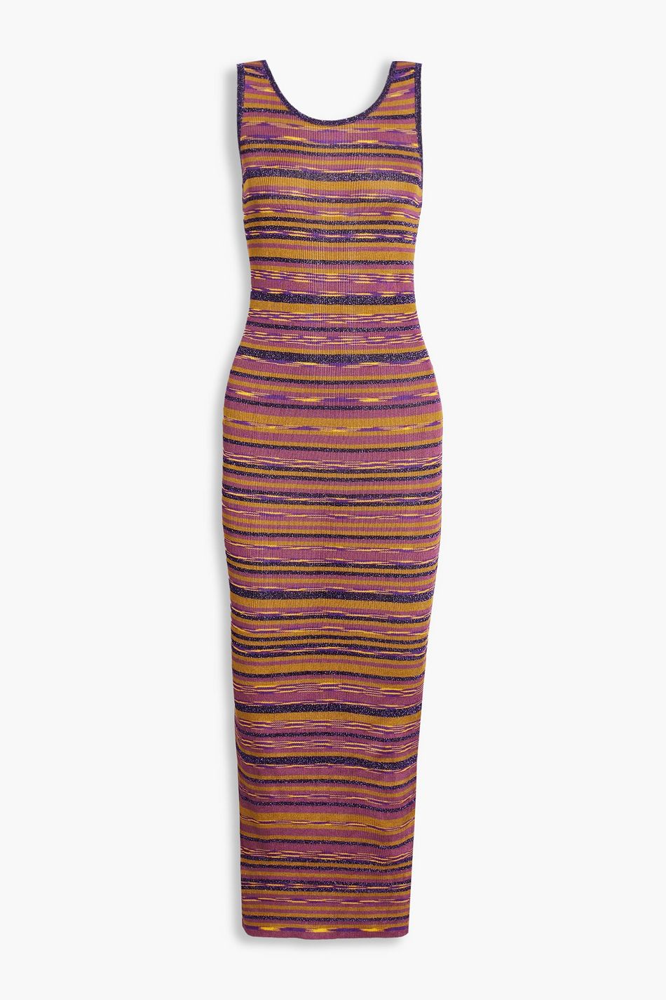 M MISSONI Spacedyed striped crochetknit midi dress THE