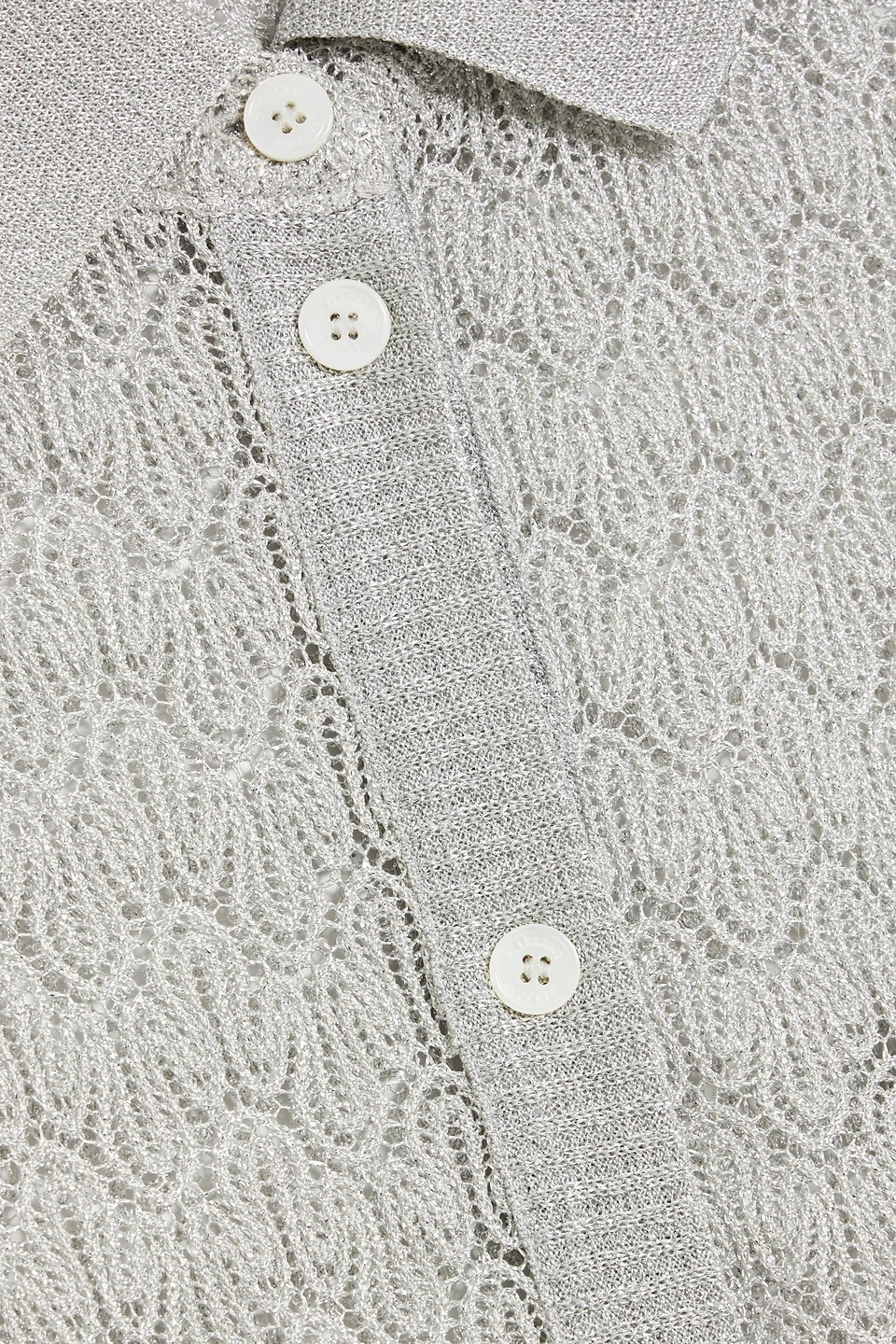 Missoni Metallic Crochet-knit Shirt In Silver