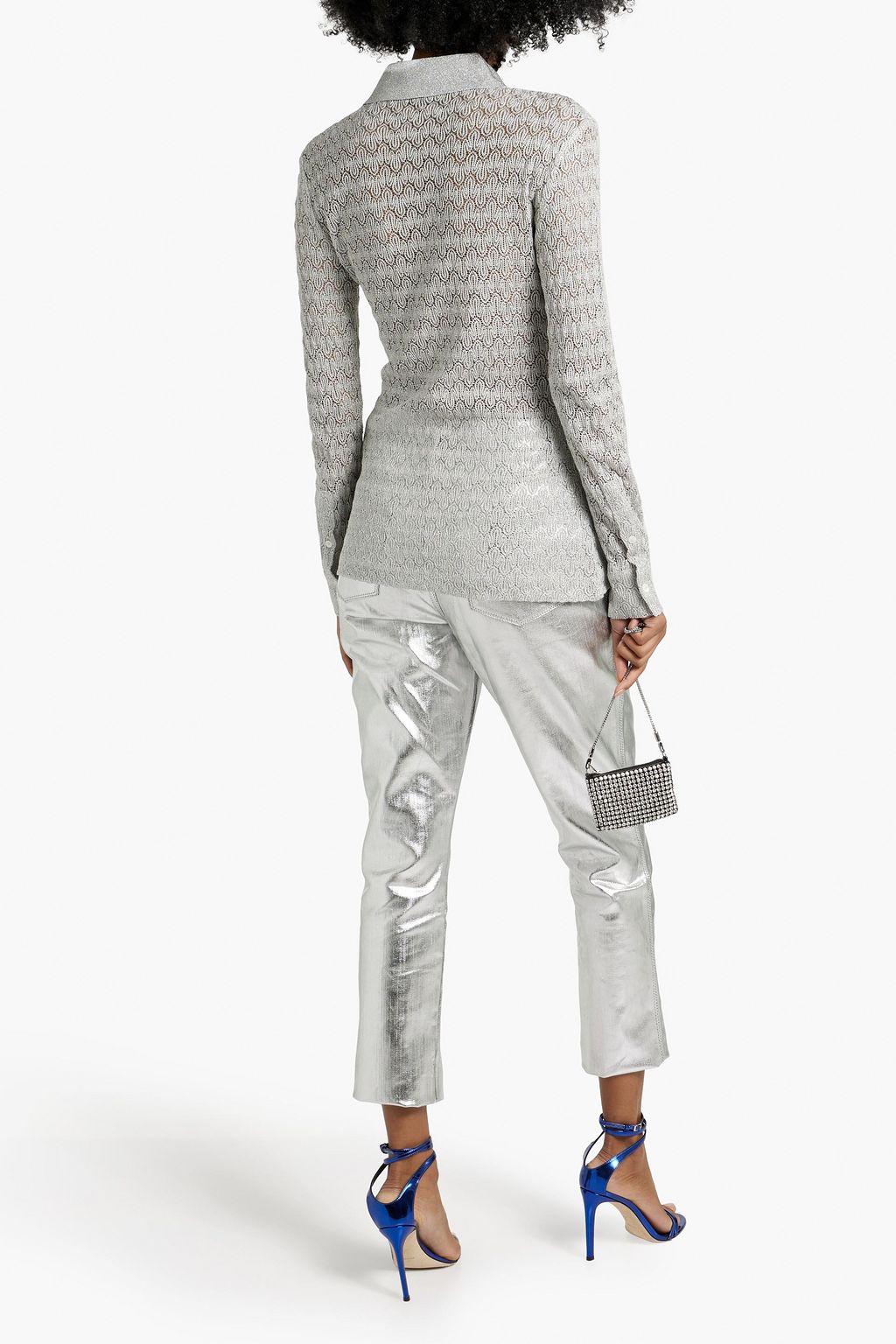 MISSONI Metallic crochet-knit shirt