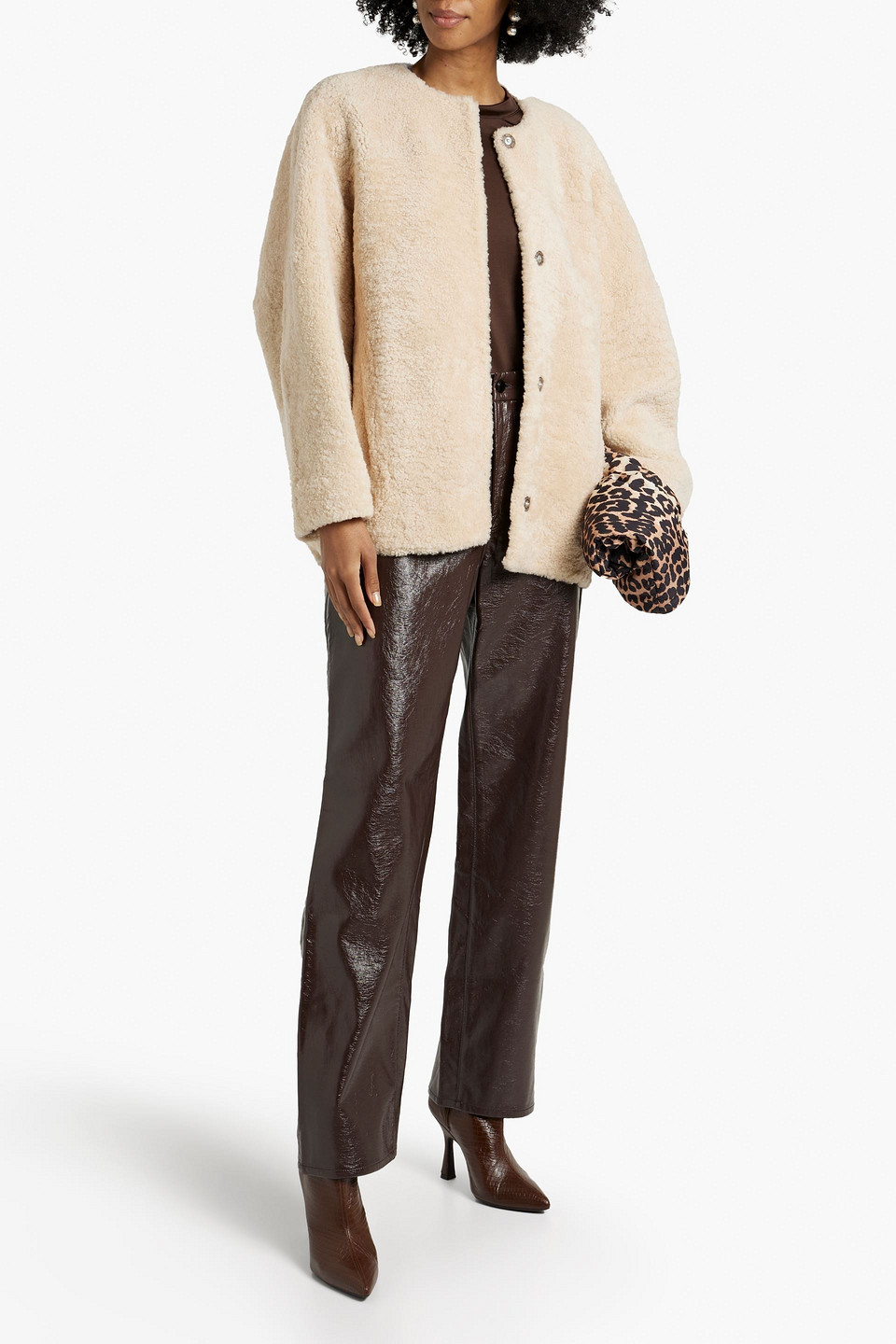 Shop Karl Donoghue Shearling Jacket In Cream