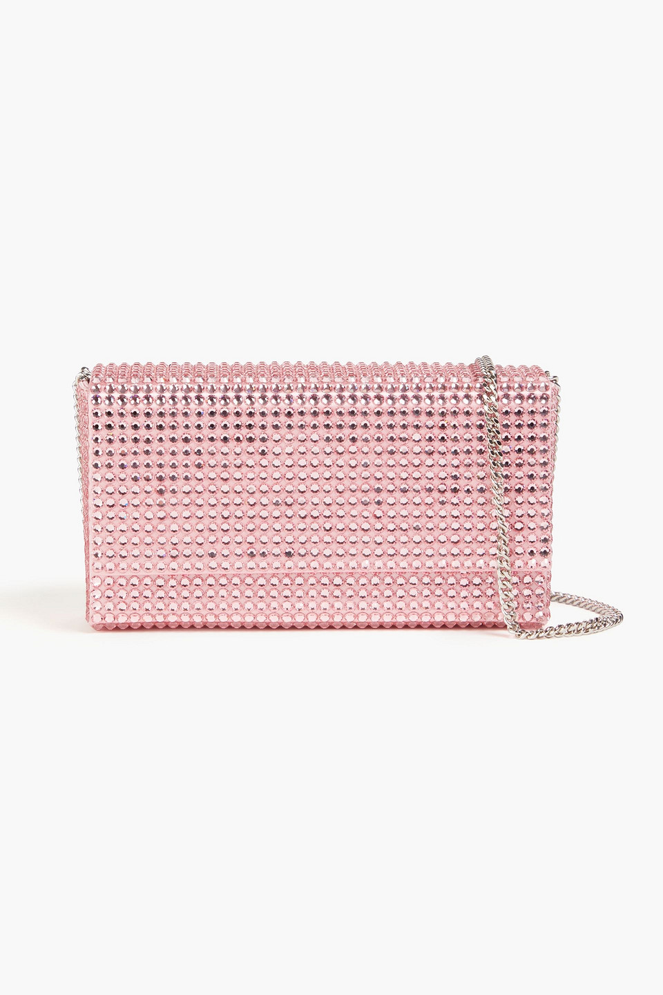 Amina Muaddi Paloma Crystal-embellished Satin Clutch In Bubblegum