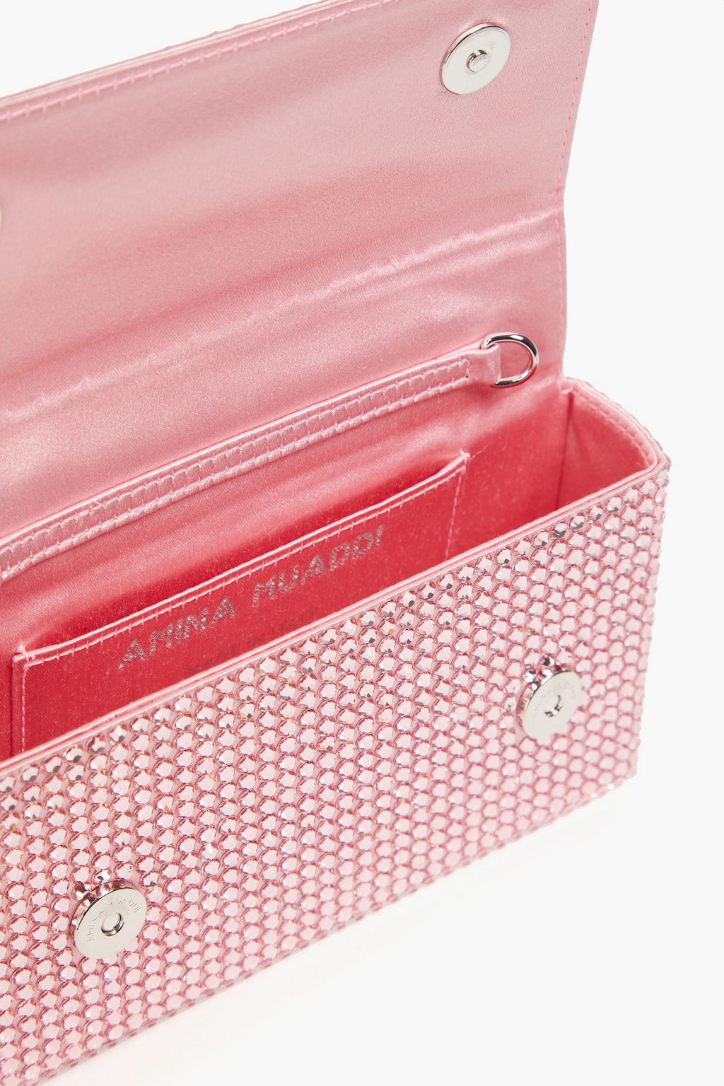 AMINA MUADDI Paloma crystal-embellished satin clutch