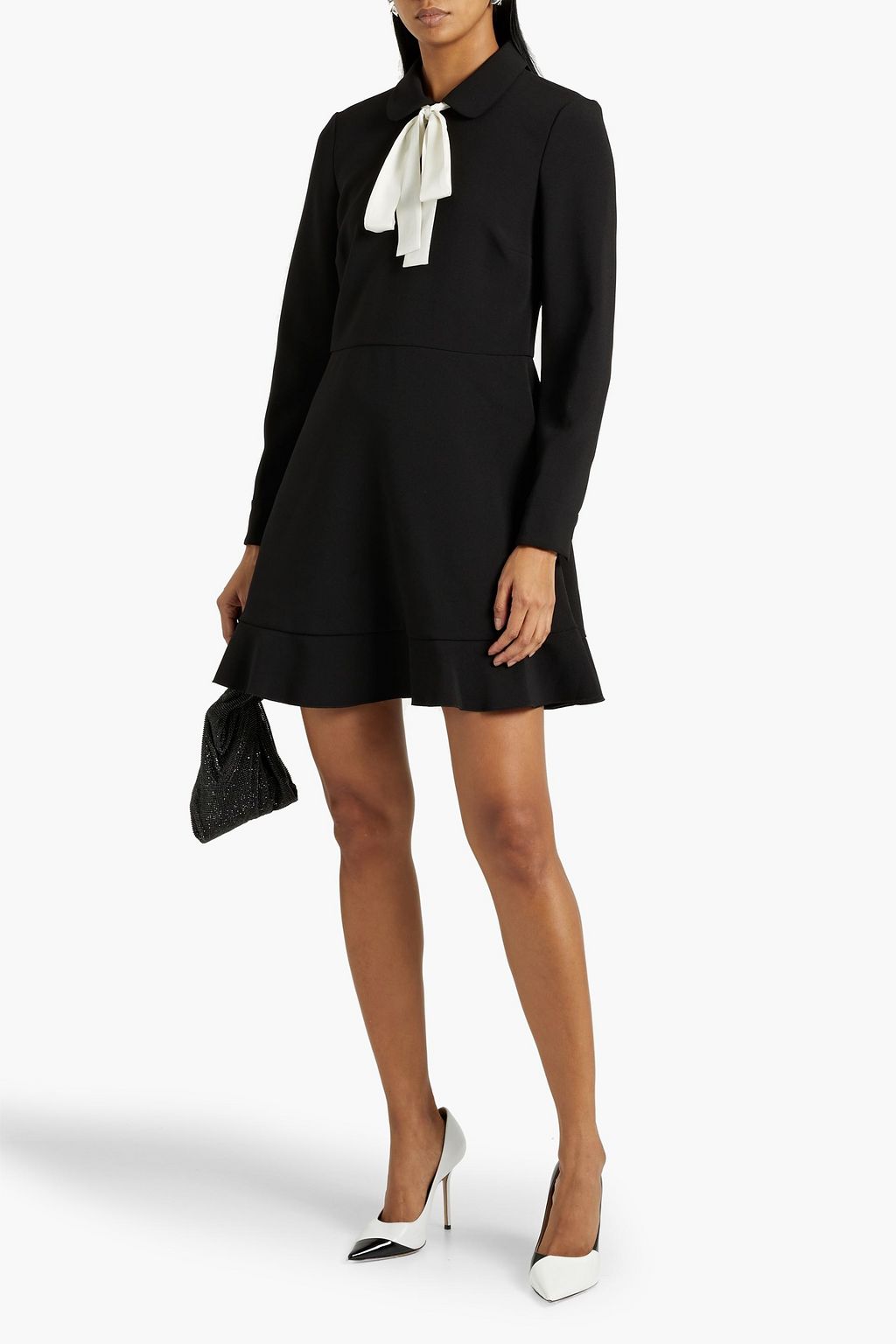 REDVALENTINO Pussy-bow crepe mini dress