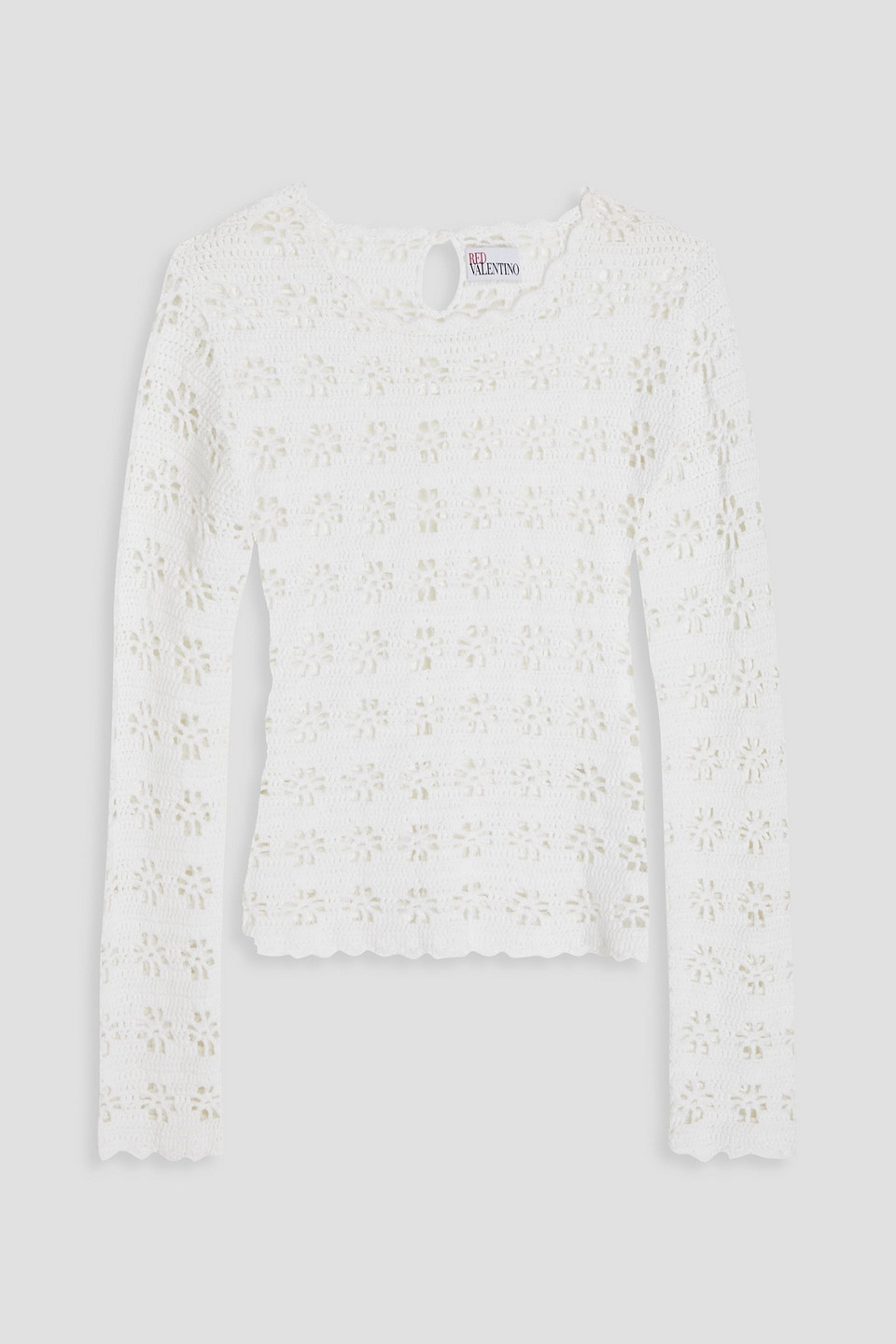 Red Valentino Crocheted Cotton Sweater In White