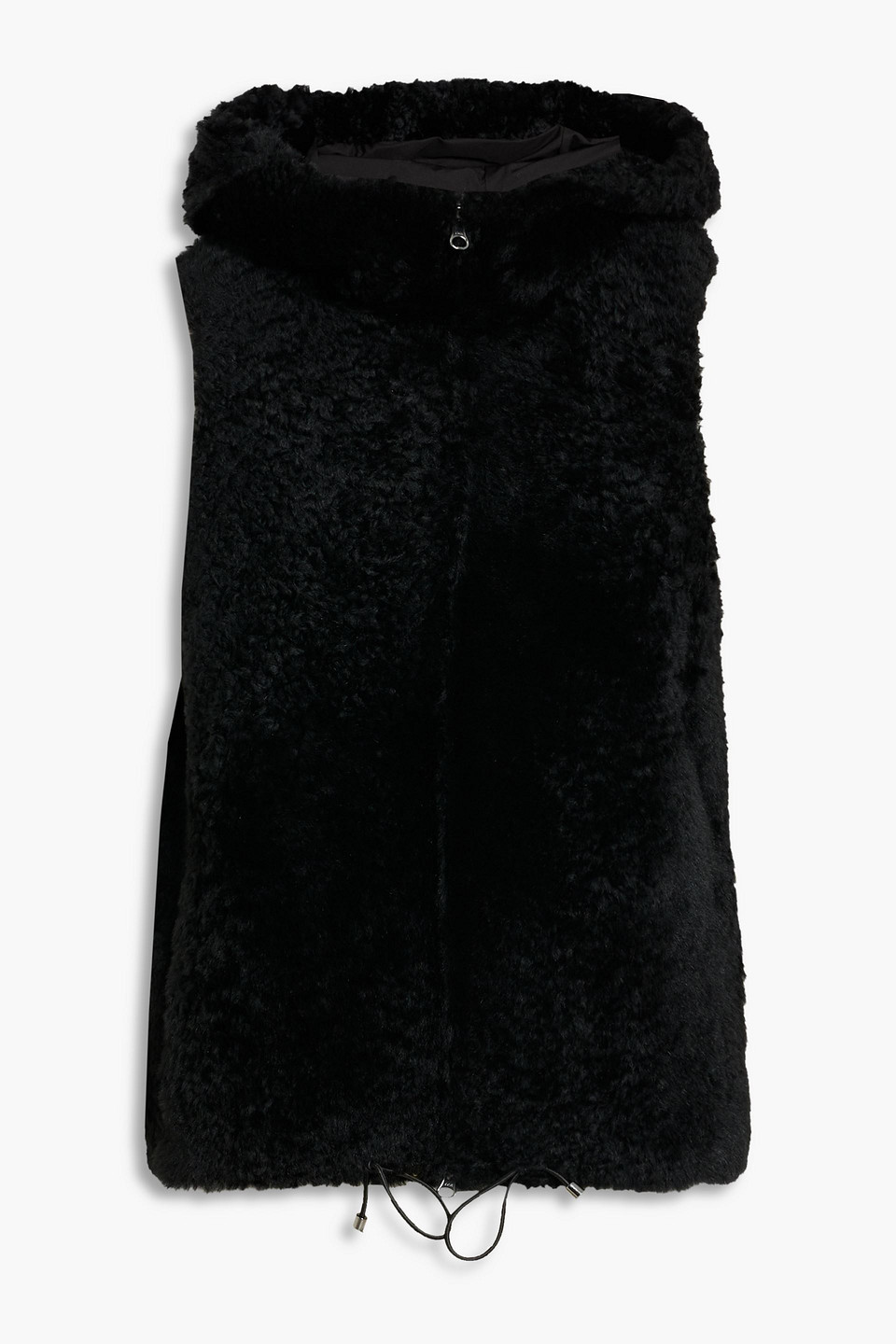 Karl Donoghue Shearling Hooded Vest In Black