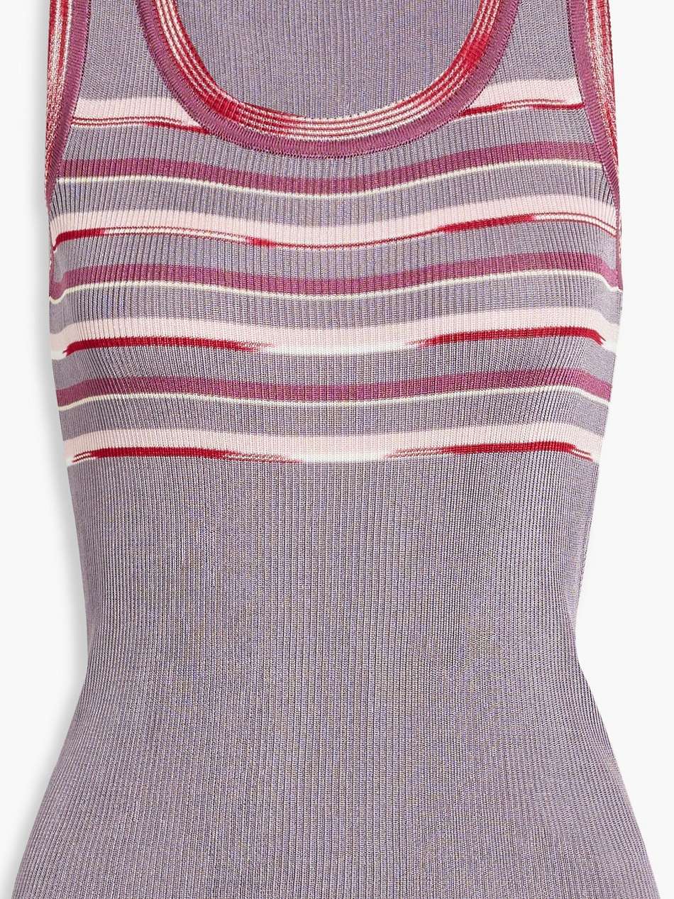 space-dyed striped crochet-knit tank
