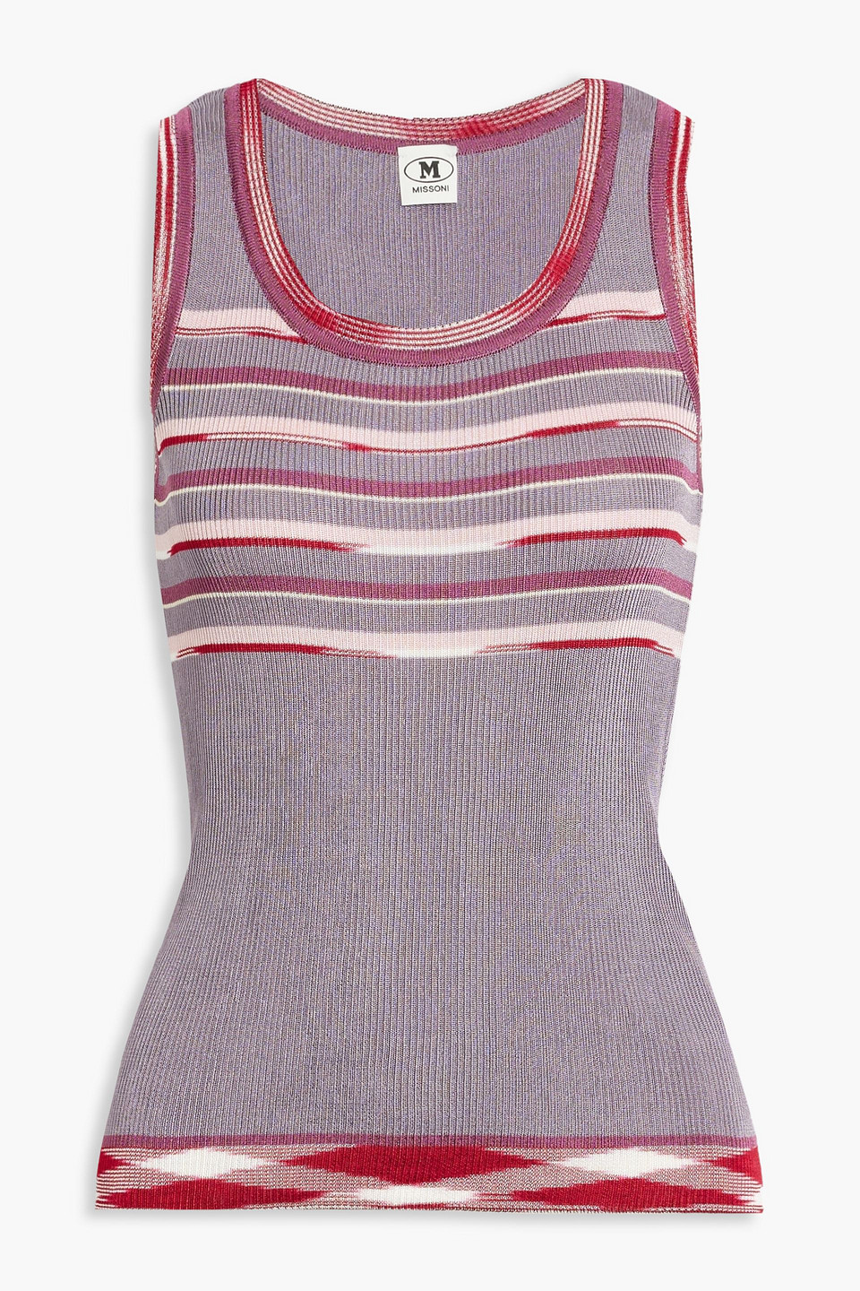 Space-dyed striped crochet-knit tank